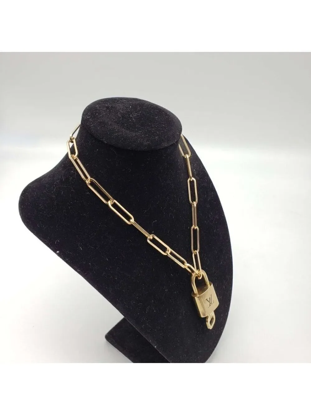 Authentic Louis Vuitton Lock & Key with Unbranded Gold Plated Chain Necklace